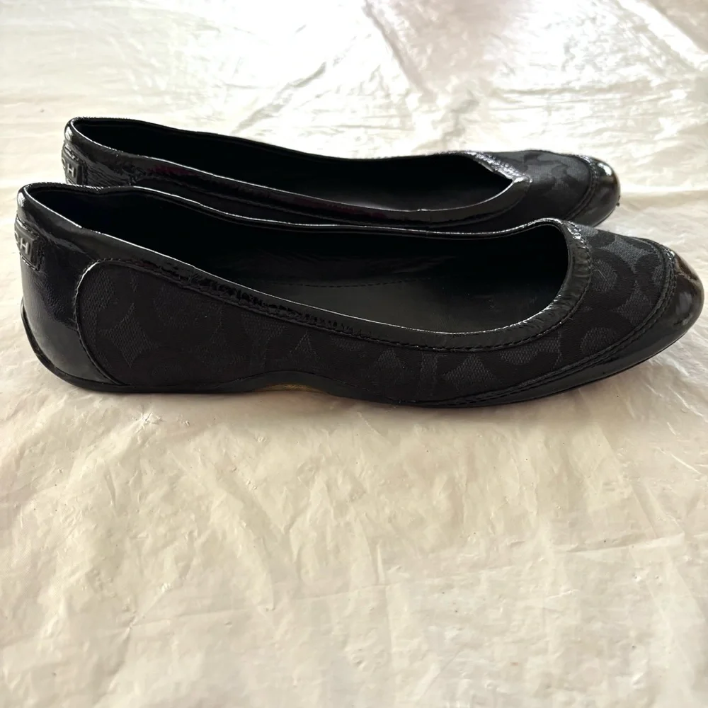 NWOT Coach true Black signature canvas patent leather Ballet Flats SZ 8 - Picture 12 of 13
